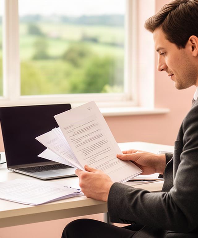 Solicitor reviewing a commercial contract at a bright desk in Staffordshire